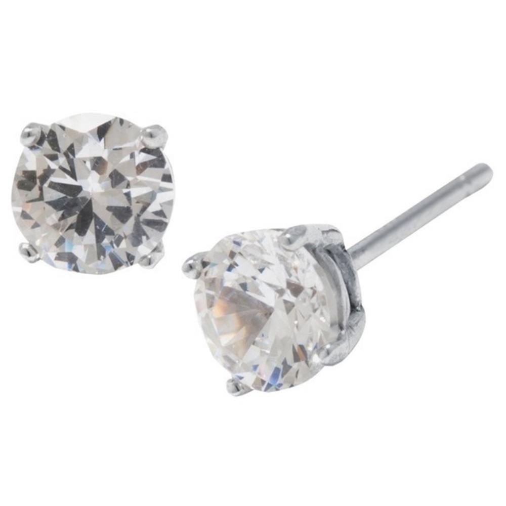 🌴 Renaissance Collection 14k White Gold CZ Studs